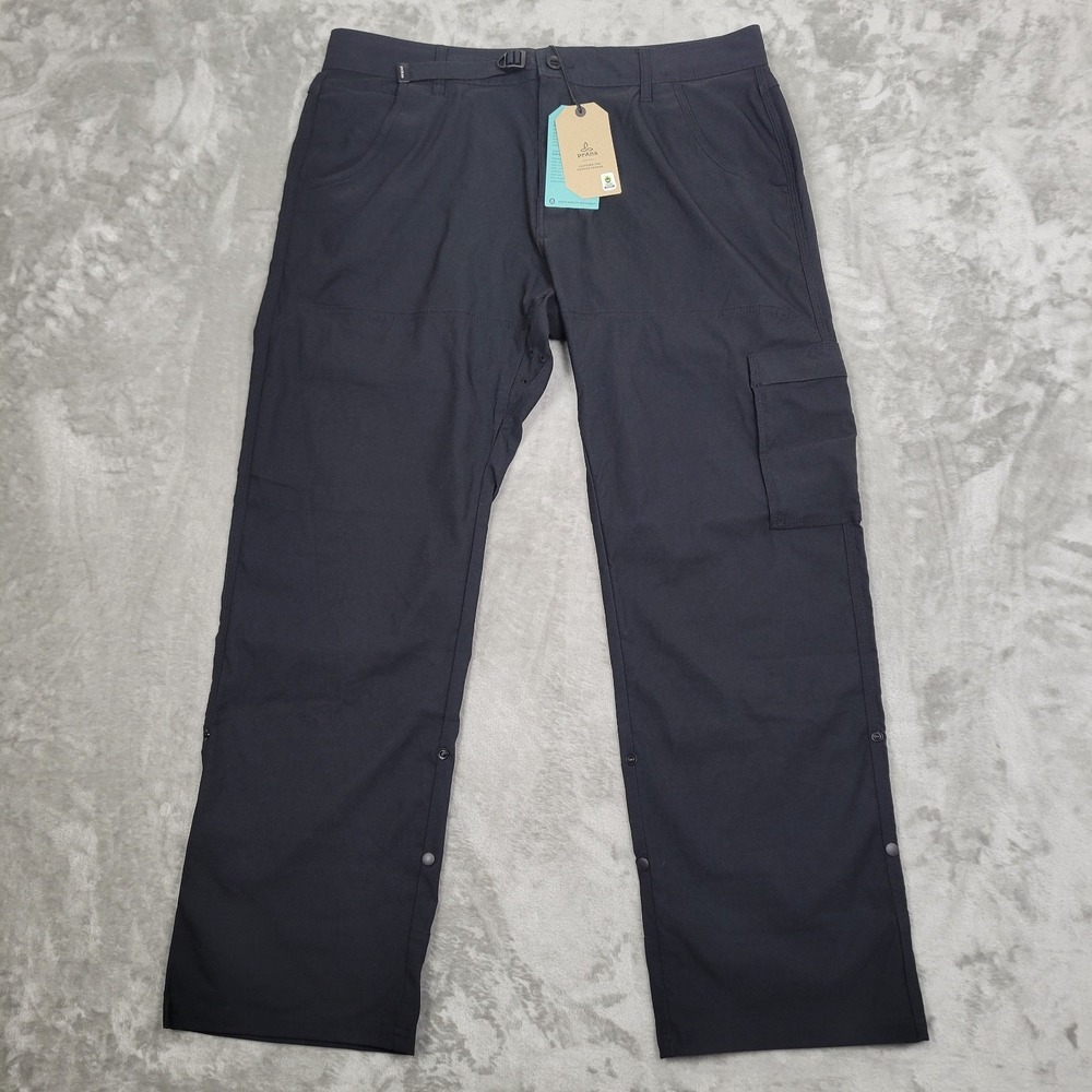 PrAna Black Stretch Zion Pant 2 Straight Leg Relaxed Fit Pants Mens 36x30 (NWT)